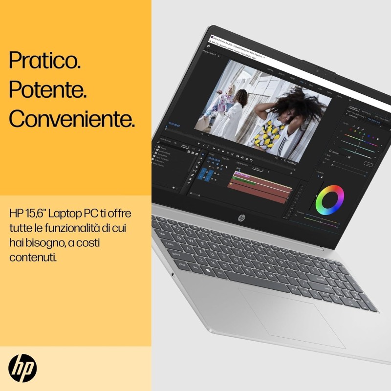 HP Laptop 15-fc0020sl, Notebook, AMD Ryzen 3 7320U, 8GB RAM, 256GB SSD, AMD Radeon Graphics, Display 15.6" FHD Antiriflesso Ultraslim SVA 250 nits, 720P TNR Privacy Cam, Windows 11, Argento - 15"