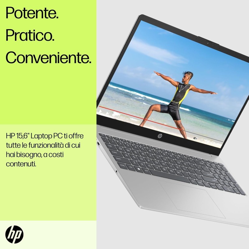 HP Laptop 15-fd0011sl, Notebook, Intel Core i5 1334U, 16GB RAM, 512GB SSD, Intel Iris Xe, Display 15.6" FHD Antiriflesso SVA 250 nits Ultraslim, 720P TNR Privacy Cam, Windows 11, Argento - 15"