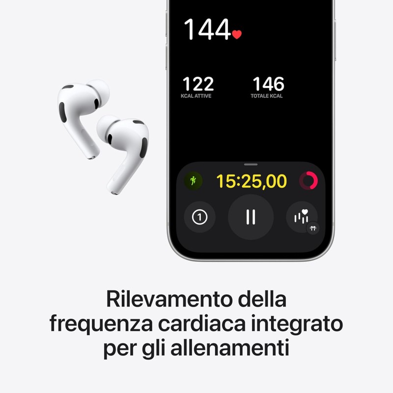 Apple AirPods Pro 3, Cancellazione attiva del rumore, Rilevamento della frequenza cardiaca, Cuffie Bluetooth, Audio spaziale, Suono ad alta fedeltà, Ricarica USB-C Apple AirPods Pro 3, Cancellazione attiva del rumore, Rilevamento della frequenza cardiaca, Cuffie Bluetooth, Audio spaziale, Suono ad alta fedeltà, Ricarica USB-C