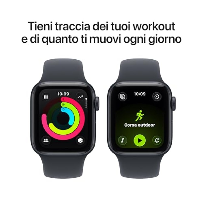 Apple Watch SE 3 GPS, Cassa 40 mm in alluminio mezzanotte con Cinturino Sport mezzanotte - S/M - cassa 40 mm Mezzanotte