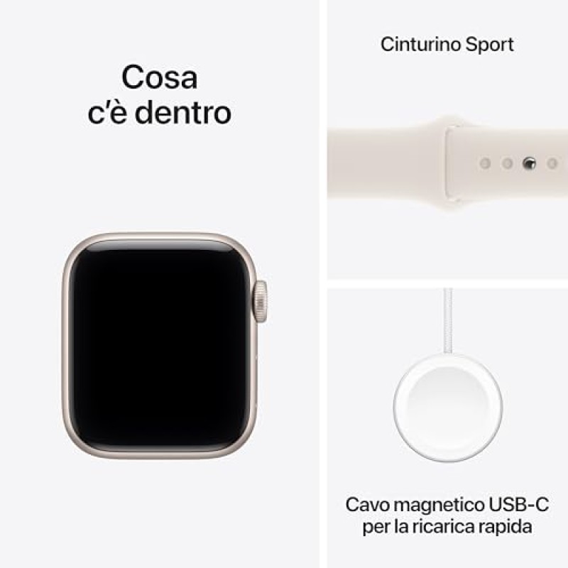 Apple Watch SE 3 GPS, Cassa 40 mm in alluminio galassia con Cinturino Sport galassia - S/M - cassa 40 mm Galassia
