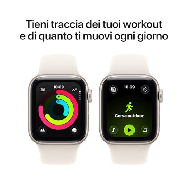 Apple Watch SE 3 GPS, Cassa 40 mm in alluminio galassia con Cinturino Sport galassia - S/M - cassa 40 mm Galassia