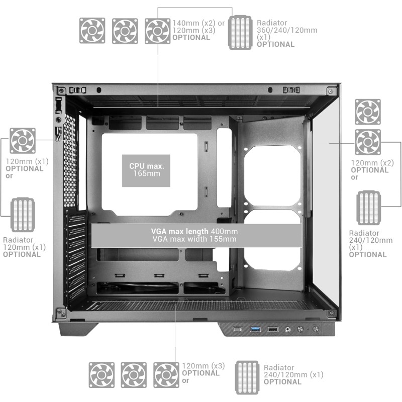 Mars Gaming MC-MIRAGE, Case Gaming ATX, Schermo LCD IPS 7,2” Personalizzabile, Vetro Temperato Continuo Frontale e Laterale, Struttura Doppia Camera, Supporto Raffreddamento Liquido fino 360mm, Nero Mars Gaming MC-MIRAGE, Case Gaming ATX, Schermo LCD IPS 7,2” Personalizzabile, Vetro Temperato Continuo Frontale e Laterale, Struttura Doppia Camera, Supporto Raffreddamento Liquido fino 360mm, Nero
