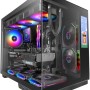 Mars Gaming MC-MIRAGE, Case Gaming ATX, Schermo LCD IPS 7,2” Personalizzabile, Vetro Temperato Continuo Frontale e Laterale, Struttura Doppia Camera, Supporto Raffreddamento Liquido fino 360mm, Nero