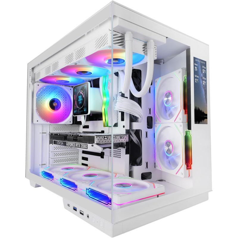 Mars Gaming MC-MIRAGE, Case Gaming ATX, Schermo LCD IPS 7,2” Personalizzabile, Vetro Temperato Continuo Frontale e Laterale, Struttura Doppia Camera, Supporto Raffreddamento Liquido fino 360mm, Bianco Mars Gaming MC-MIRAGE, Case Gaming ATX, Schermo LCD IPS 7,2” Personalizzabile, Vetro Temperato Continuo Frontale e Laterale, Struttura Doppia Camera, Supporto Raffreddamento Liquido fino 360mm, Bianco