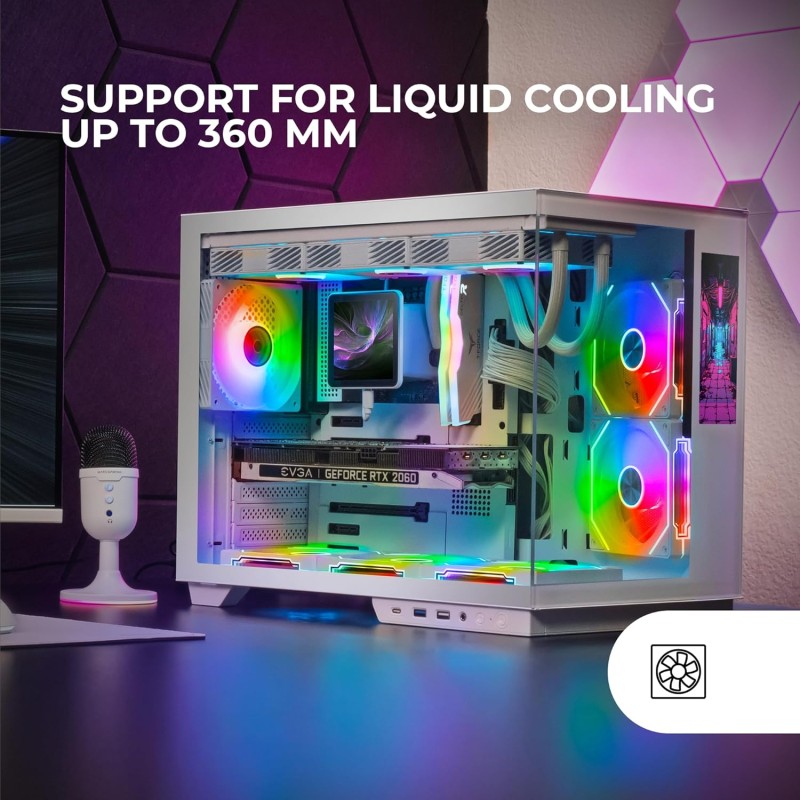 Mars Gaming MC-MIRAGE, Case Gaming ATX, Schermo LCD IPS 7,2” Personalizzabile, Vetro Temperato Continuo Frontale e Laterale, Struttura Doppia Camera, Supporto Raffreddamento Liquido fino 360mm, Bianco Mars Gaming MC-MIRAGE, Case Gaming ATX, Schermo LCD IPS 7,2” Personalizzabile, Vetro Temperato Continuo Frontale e Laterale, Struttura Doppia Camera, Supporto Raffreddamento Liquido fino 360mm, Bianco