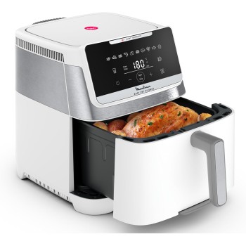 Moulinex Easy Fry Silence 7L, Friggitrice ad Aria Silenziosa XXL, Fino a 8 Persone, 10 Modalità, con Sistema Genius e Griglia di Cottura Regolabile, Colore Bianco, EZ8421