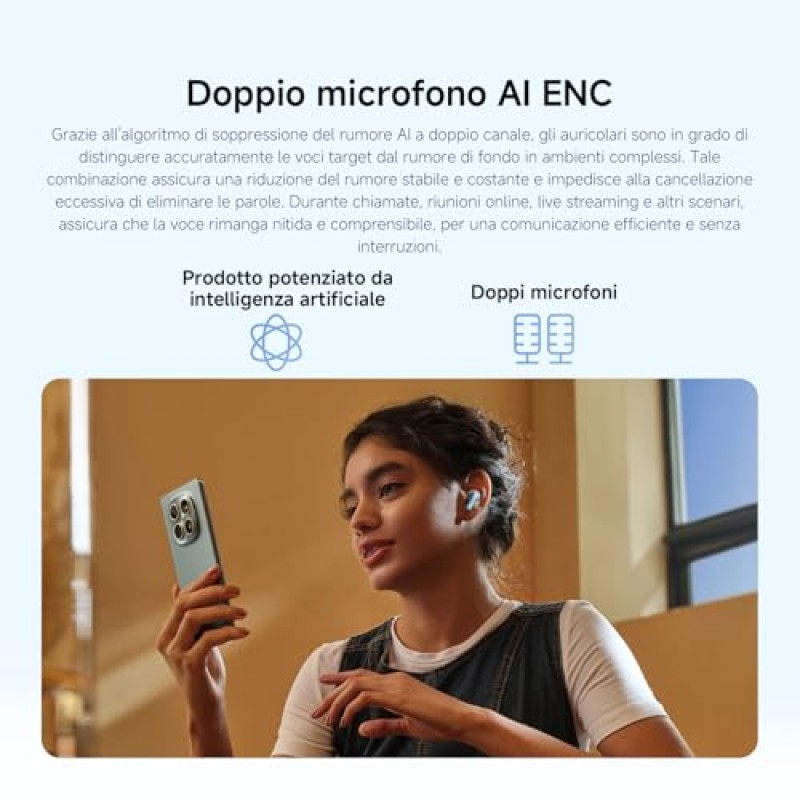 XIAOMI Redmi Buds 8 Lite: cuffie TWS in-ear con cancellazione del rumore fino a 42 dB, driver da 12,4 mm per bassi potenti, autonomia fino a 36h, 5 EQ e Bluetooth 5.4, Bianco