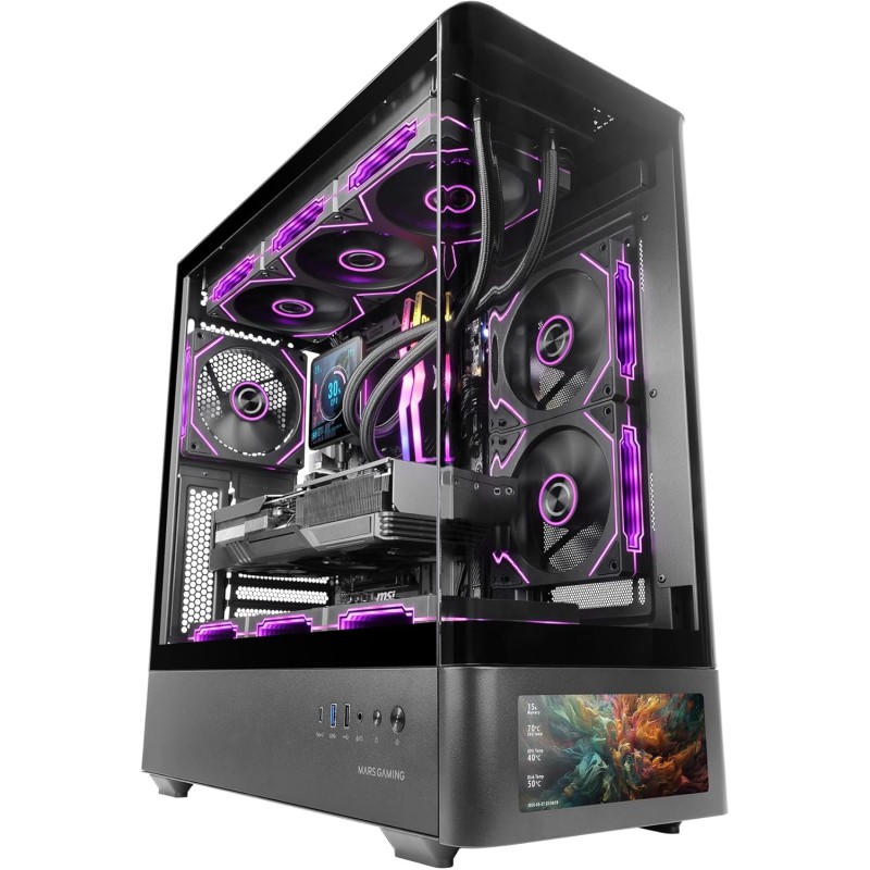 Mars Gaming MC-LCDPRO Case Gaming ATX Schermo LCD IPS 7.2" Personalizzabile Vetro Temperato Curvo Frontale e Laterale Struttura a Doppia Camera Supporto Raffreddamento a Liquido fino a 360mm Nero Mars Gaming MC-LCDPRO Case Gaming ATX Schermo LCD IPS 7.2" Personalizzabile Vetro Temperato Curvo Frontale e Laterale Struttura a Doppia Camera Supporto Raffreddamento a Liquido fino a 360mm Nero