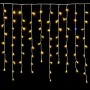 Elektronova Tenda Luminosa 200 LED, 5Mt, Luce Giallo, Cavo Bianco, IP65, Prolungabile, Effetto Flash, Con fili pendenti a lunghezze alternate (30–70–40–60 cm) per effetto a cascata