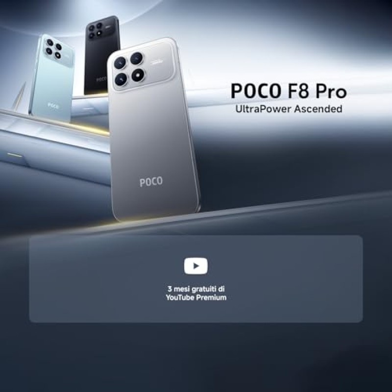 Xiaomi POCO F8 Pro, Smartphone 12+256 GB, Display AMOLED 6,59" 120Hz, Tripla Fotocamera 50MP Teleobiettivo 60mm, Audio Sound by Bose, Batteria 6210mAh, Titanium, Garanzia 2 anni, Caricatore escluso - 12+256GB Titanium