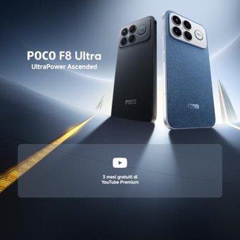 Xiaomi POCO F8 Ultra, Smartphone 16+512 GB, Display AMOLED 6,9" 120Hz, Fotocamera 50MP Light Fusion 950 con OIS, Audio Sound by Bose, Batteria 6500mAh, Denim Blu, Garanzia 2 anni, Caricatore escluso - 16+512GB Denim Blu