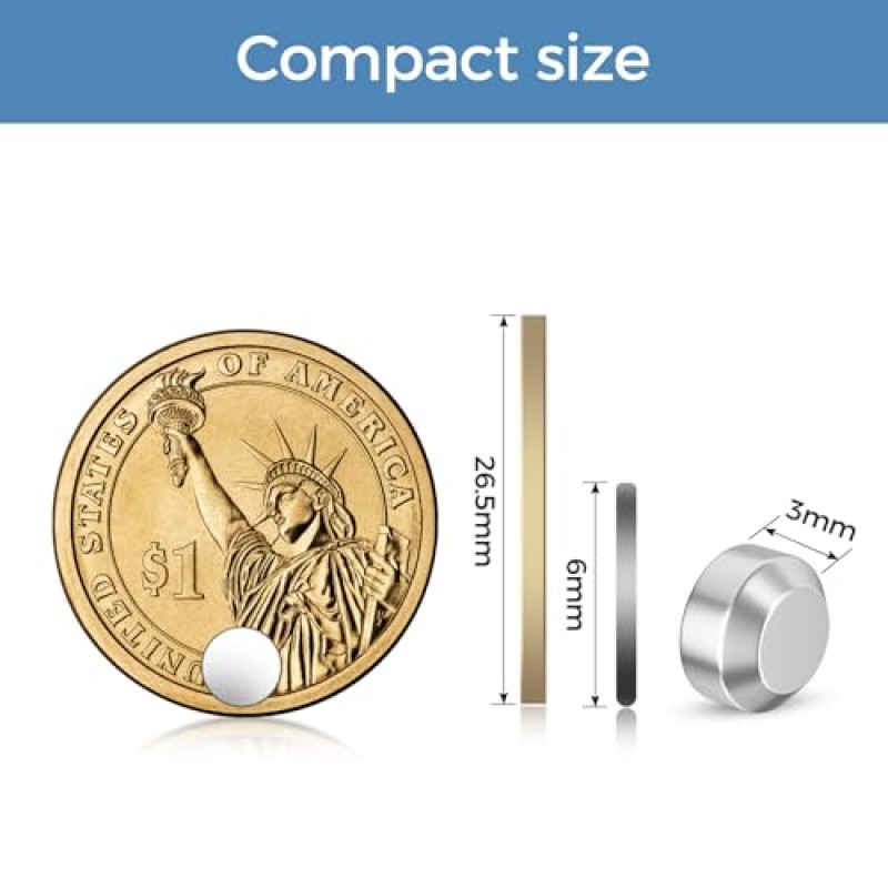 Oderra Calamite Magnetiche Potenti, Magneti al Neodimio 6x3 mm per Lavagna Magnetica - 60 Pezzi for Lavagna Bianca, Frigorifero, Bacheca Magnetica e Fai Da Te - 6x3mm Argento