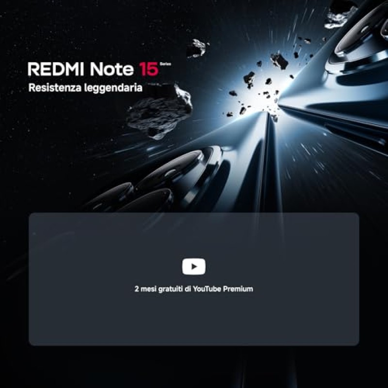 XIAOMI Redmi Note 15 5G, Smartphone 6+128GB, Design ultrasottile, Resistenza IP65, Fotocamera super nitida da 108 MP, Display FHD+ da 6,77", Nero, Garanzia 2 anni, Caricatore non incluso - 6+128GB Nero