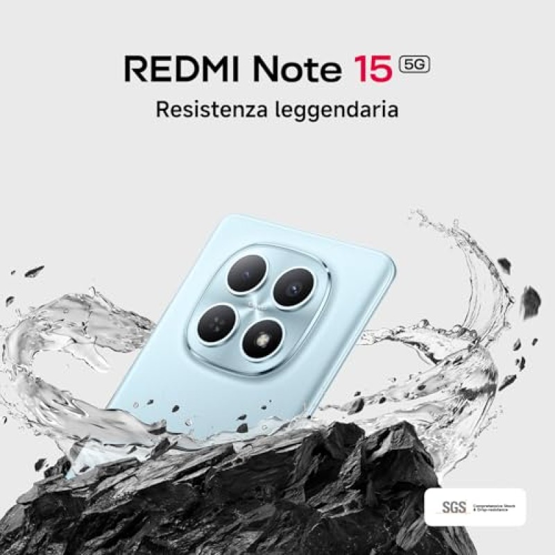 XIAOMI Redmi Note 15 5G, Smartphone 6+128GB, Design ultrasottile, Resistenza IP65, Fotocamera super nitida da 108 MP, Display FHD+ da 6,77", Nero, Garanzia 2 anni, Caricatore non incluso - 6+128GB Nero
