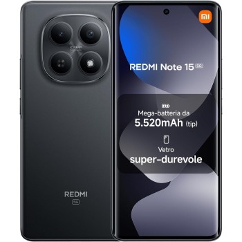 XIAOMI Redmi Note 15 5G, Smartphone 6+128GB, Design ultrasottile, Resistenza IP65, Fotocamera super nitida da 108 MP, Display FHD+ da 6,77", Nero, Garanzia 2 anni, Caricatore non incluso - 6+128GB Nero