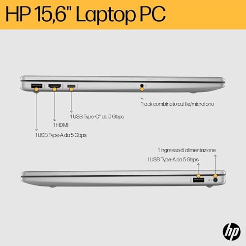 HP Laptop 15-fc0021sl, PC Portatile 15", Display FHD, Notebook, (AMD Ryzen 7 7730U, RAM 16GB, SSD 1TB, Windows 11), Computer Portatile, Uso quotidiano, Tastiera Italiana, QWERTY, Argento - Argento HP Laptop 15-fc0021sl, PC Portatile 15", Display FHD, Notebook, (AMD Ryzen 7 7730U, RAM 16GB, SSD 1TB, Windows 11), Computer Portatile, Uso quotidiano, Tastiera Italiana, QWERTY, Argento - Argento