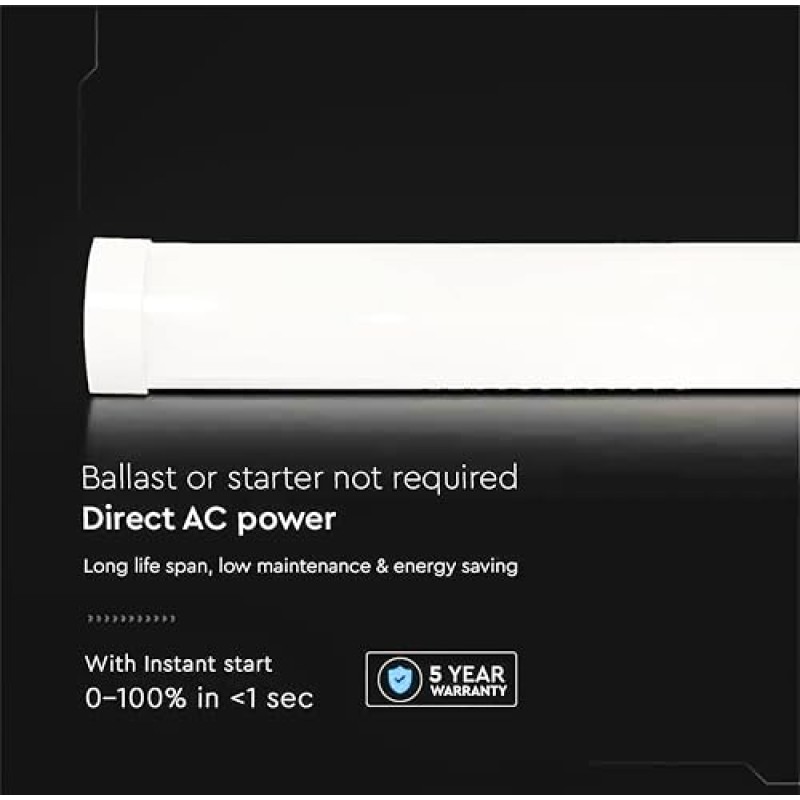 V-TAC 4x Plafoniere LED Lineari da Soffitto 120 CM - 40W - Chip Samsung - 4 Pezzi - Lampada Rettangolare 4800 Lumen IP20 per Parete, Garage, Negozio - Tubo LED Plafoniera - Luce 6400K Bianca Fredda
