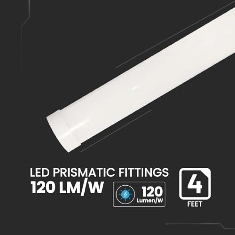 V-TAC 4x Plafoniere LED Lineari da Soffitto 120 CM - 40W - Chip Samsung - 4 Pezzi - Lampada Rettangolare 4800 Lumen IP20 per Parete, Garage, Negozio - Tubo LED Plafoniera - Luce 6400K Bianca Fredda