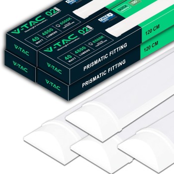 V-TAC 4x Plafoniere LED Lineari da Soffitto 120 CM - 40W - Chip Samsung - 4 Pezzi - Lampada Rettangolare 4800 Lumen IP20 per Parete, Garage, Negozio - Tubo LED Plafoniera - Luce 6400K Bianca Fredda