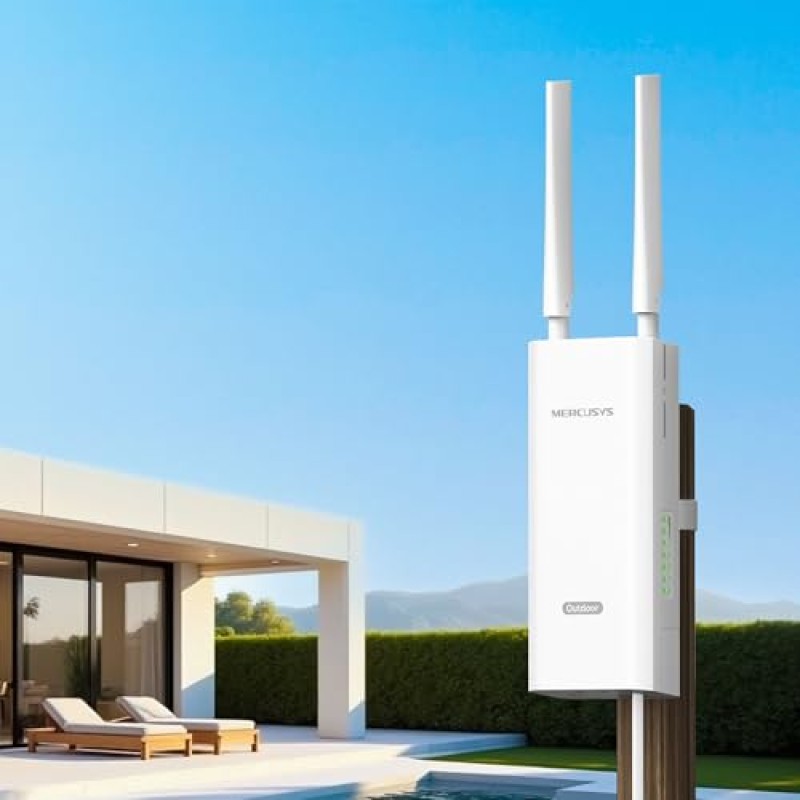 MERCUSYS MB118-4G Router WiFi con Sim da Esterno, 4G CAT4 LTE N300Mbps, 2 Antenne LTE Rimovibili, Porta LAN, Alimentazione PoE/DC, Montaggio su Palo, Parete e Finestra, SMS, APP, Plug&Play, IP65