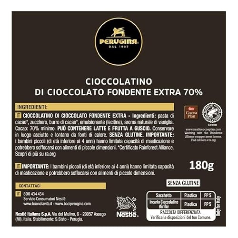 PERUGINA Grifo Fondente 70% Cioccolatini Fondenti Sacchetto 180g (Confezione da 4)
