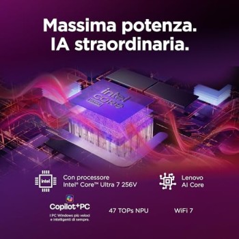 Lenovo Yoga Slim 7 Notebook Copilot+ PC 14” OLED WUXGA (1920x1200), Intel Core Ultra 7 256V, RAM 16 GB, 512 GB SSD, Grafica Intel Arc, WiFi 7, Windows 11 Home - Luna Grey "Tastiera retroilluminata" - 16GB | Copilot+ PC Lenovo Yoga Slim 7 Notebook Copilot+ PC 14” OLED WUXGA (1920x1200), Intel Core Ultra 7 256V, RAM 16 GB, 512 GB SSD, Grafica Intel Arc, WiFi 7, Windows 11 Home - Luna Grey "Tastiera retroilluminata" - 16GB | Copilot+ PC