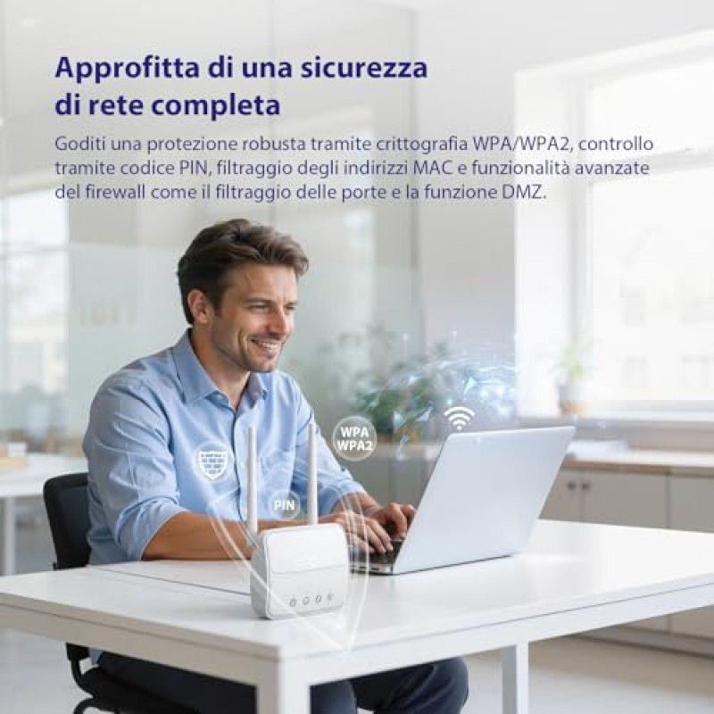 Strong Router WiFi N300 Mbps con SIM, Router 4G Cat4 LTE, Porta LAN 100 Mbps, Antenne Staccabili, Plug and Play, Supporta fino a 32 Dispositivi, USB 3.0, Rete Sicura (4GROUTER360M)