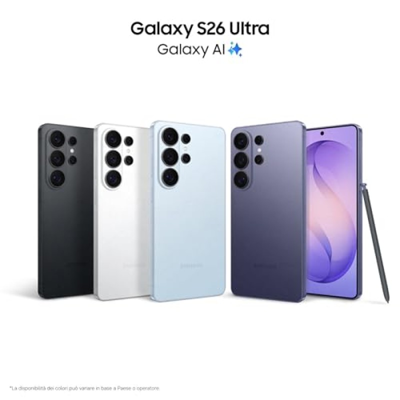 Samsung Galaxy S26 Ultra Smartphone AI, 512GB, 3 anni di Garanzia, Privacy Display Integrato, Processore Potente, Assistente Foto, Camera 200 MP, 5000 mAh, Cobalt Violet [Versione italiana] - 512GB Cobalt Violet