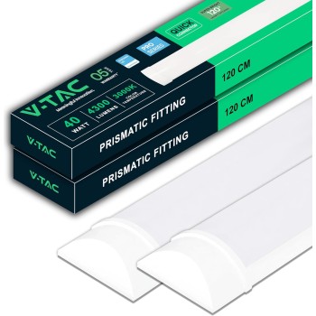 V-TAC 2x Plafoniera LED Lineare da Soffitto 120 CM - 40W - Chip Samsung - Lampada Rettangolare 4300 Lumen - IP20 per Parete, Garage, Magazzino - Plafoniere Tubo - Luce Bianca Calda 3000K - Bianco Caldo