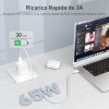 YISH 65W Caricatore USB C Rapido - GaN PD3.0 Caricabatterie USB C Alimentatore Presa Compatibile con iPhone 17 16 15 Galaxy S26 S25 MacBook Carica Batterie Cellulare Tipo C Spina, con 60W Cavo C 1M