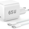 YISH 65W Caricatore USB C Rapido - GaN PD3.0 Caricabatterie USB C Alimentatore Presa Compatibile con iPhone 17 16 15 Galaxy S26 S25 MacBook Carica Batterie Cellulare Tipo C Spina, con 60W Cavo C 1M