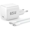 YISH 65W Caricatore USB C Rapido - GaN PD3.0 Caricabatterie USB C Alimentatore Presa Compatibile con iPhone 17 16 15 Galaxy S26 S25 MacBook Carica Batterie Cellulare Tipo C Spina, con 60W Cavo C 1M