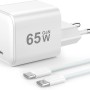 YISH 65W Caricatore USB C Rapido - GaN PD3.0 Caricabatterie USB C Alimentatore Presa Compatibile con iPhone 17 16 15 Galaxy S26 S25 MacBook Carica Batterie Cellulare Tipo C Spina, con 60W Cavo C 1M