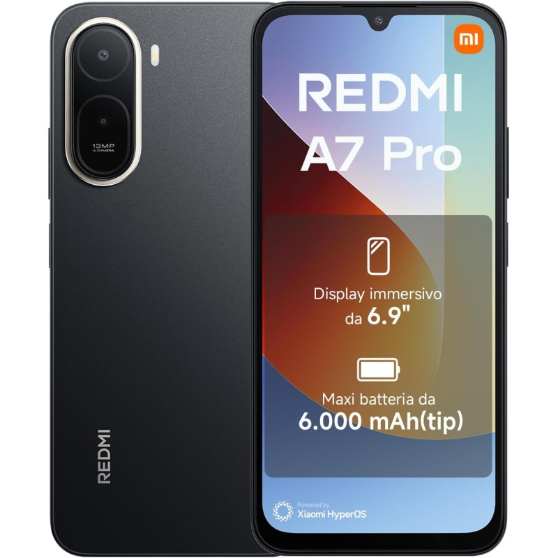 XIAOMI REDMI A7 Pro Smartphone 4+64GB,Nero. Display immersivo 6,9" | Processore Octa-core, Doppia fotocamera AI da 13MP,Garanzia 2 anni + 1 anno extra, Batteria 6000 mAh(tip) - 4+64GB Nero XIAOMI REDMI A7 Pro Smartphone 4+64GB,Nero. Display immersivo 6,9" | Processore Octa-core, Doppia fotocamera AI da 13MP,Garanzia 2 anni + 1 anno extra, Batteria 6000 mAh(tip) - 4+64GB Nero