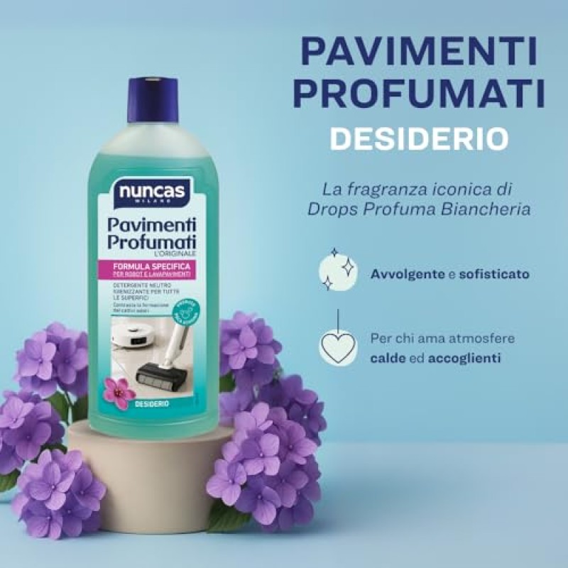 Nuncas Pavimenti Profumati Detergente Pavimenti - Formula Specifica per Robot e Lavapavimenti - Desiderio - Multipack - Confezione da 3 x 500 ml Nuncas Pavimenti Profumati Detergente Pavimenti - Formula Specifica per Robot e Lavapavimenti - Desiderio - Multipack - Confezione da 3 x 500 ml