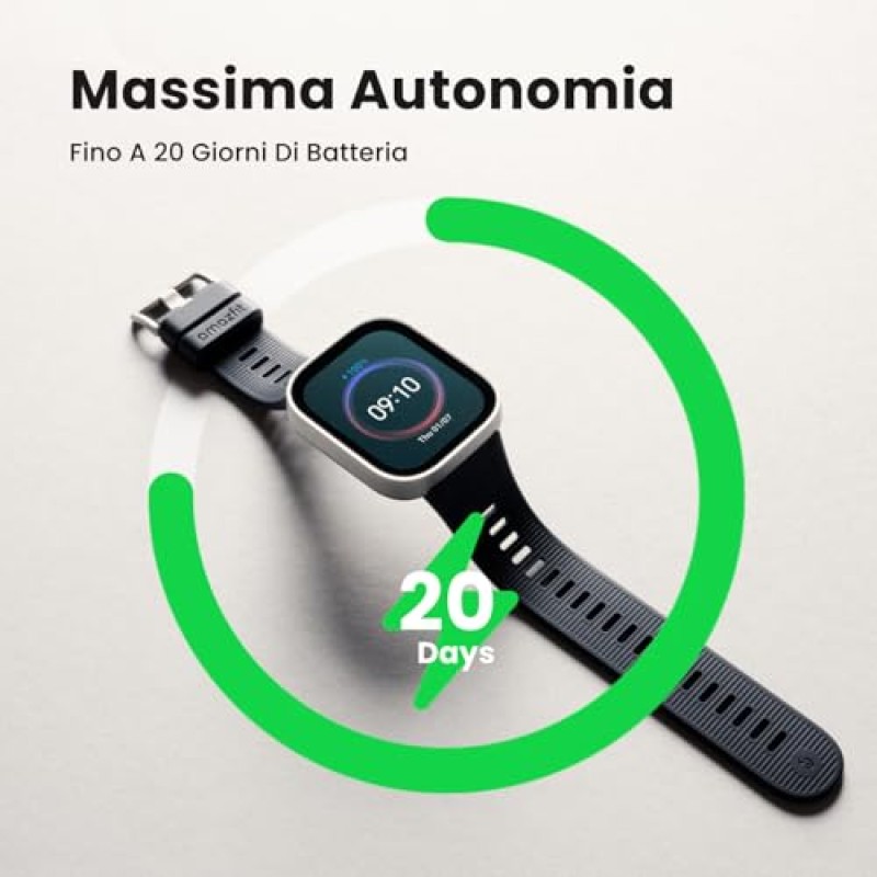 Amazfit Bip Max 50mm Smartwatch, Display AMOLED da 2.07", Autonomia fino a 20GG, GPS, 4GB, Mappe Offline, Fitness Tracker, Hybrid Training, 150+ Modalità Sportive, HYROX, 5 ATM per Android e iPhone - Argento