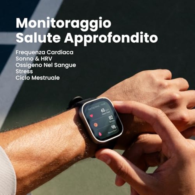 Amazfit Bip Max 50mm Smartwatch, Display AMOLED da 2.07", Autonomia fino a 20GG, GPS, 4GB, Mappe Offline, Fitness Tracker, Hybrid Training, 150+ Modalità Sportive, HYROX, 5 ATM per Android e iPhone - Argento
