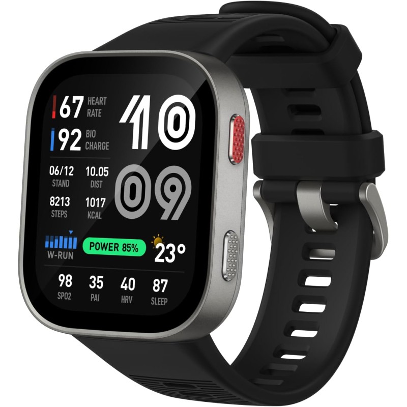 Amazfit Bip Max 50mm Smartwatch, Display AMOLED da 2.07", Autonomia fino a 20GG, GPS, 4GB, Mappe Offline, Fitness Tracker, Hybrid Training, 150+ Modalità Sportive, HYROX, 5 ATM per Android e iPhone - Argento